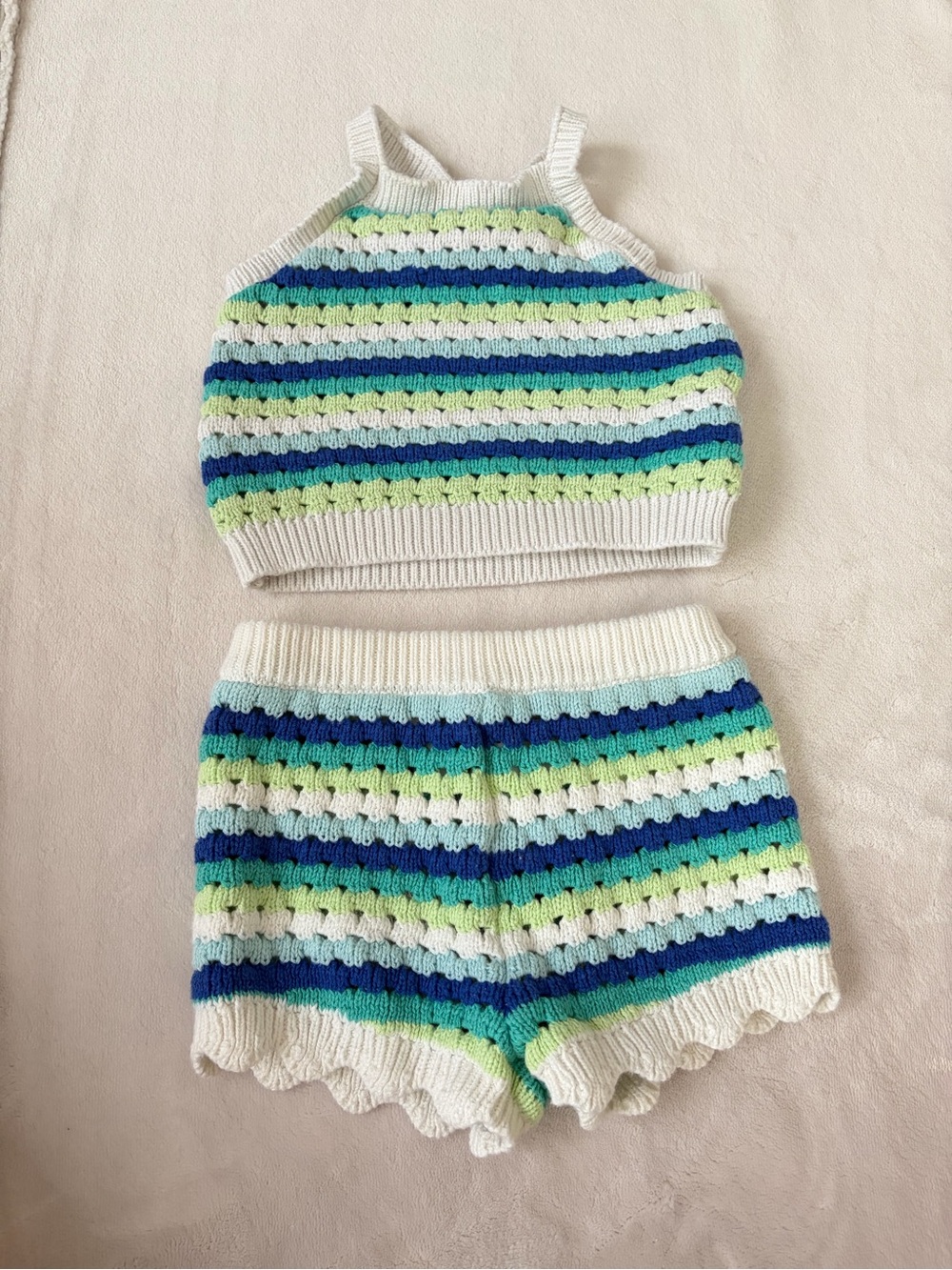 Old navy crochet knit tank and shorts set 6-12 mo